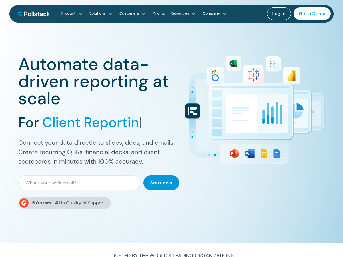 Rollstack website — automate data-driven reporting at scale