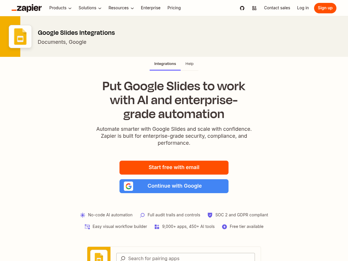 Zapier — Google Slides integrations