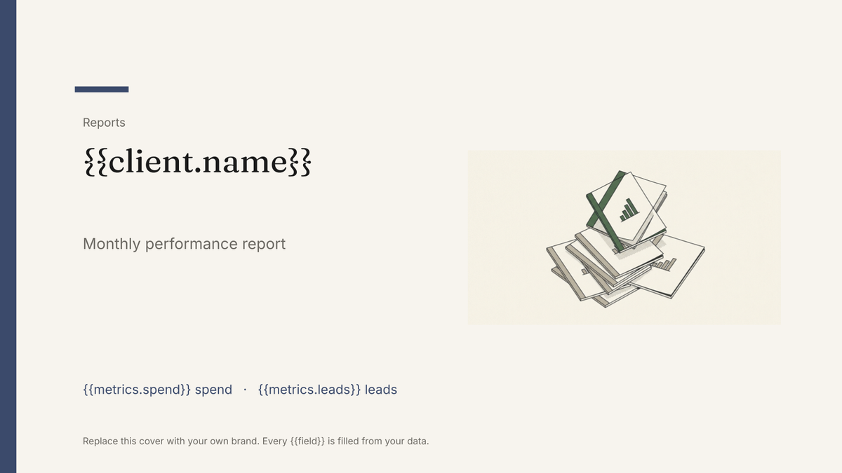 Agency client report template: the actual Google Slides template