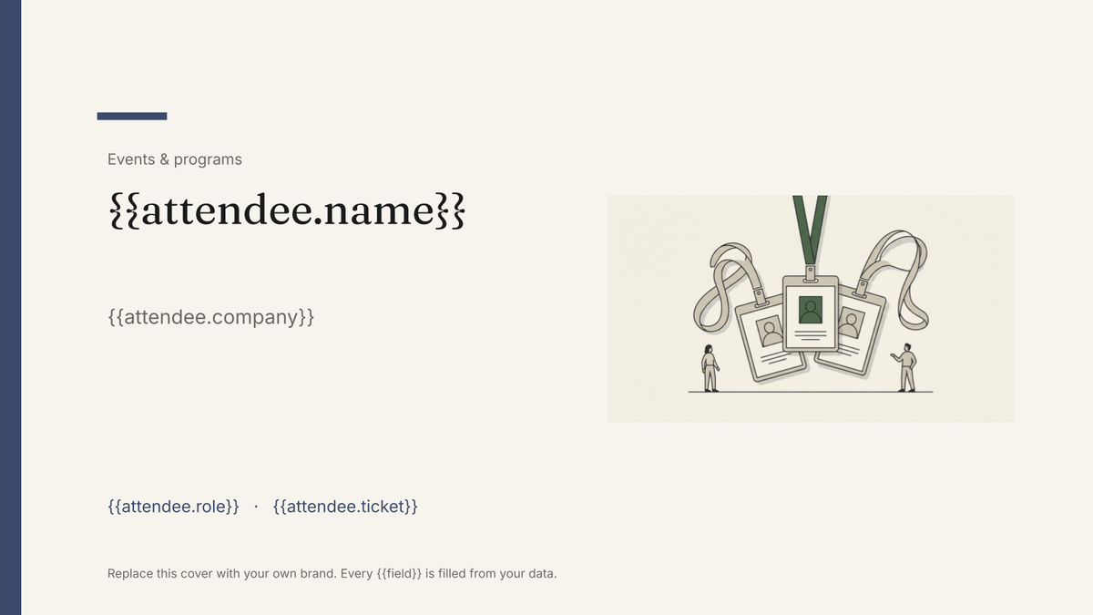 Attendee name badge template: the actual Google Slides template