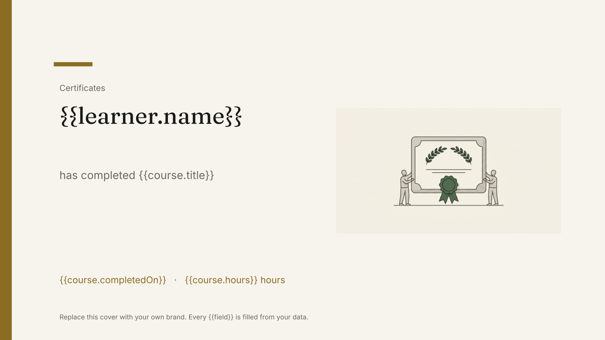 Certificate of completion template: the actual Google Slides template