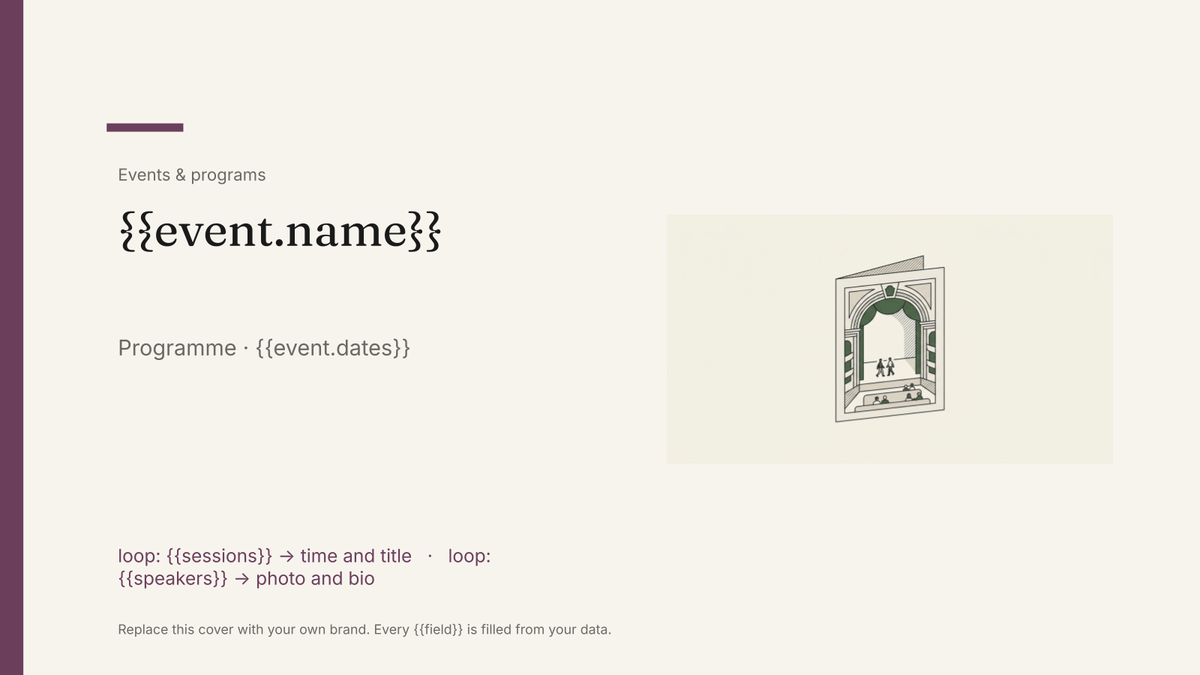 Event program template: the actual Google Slides template