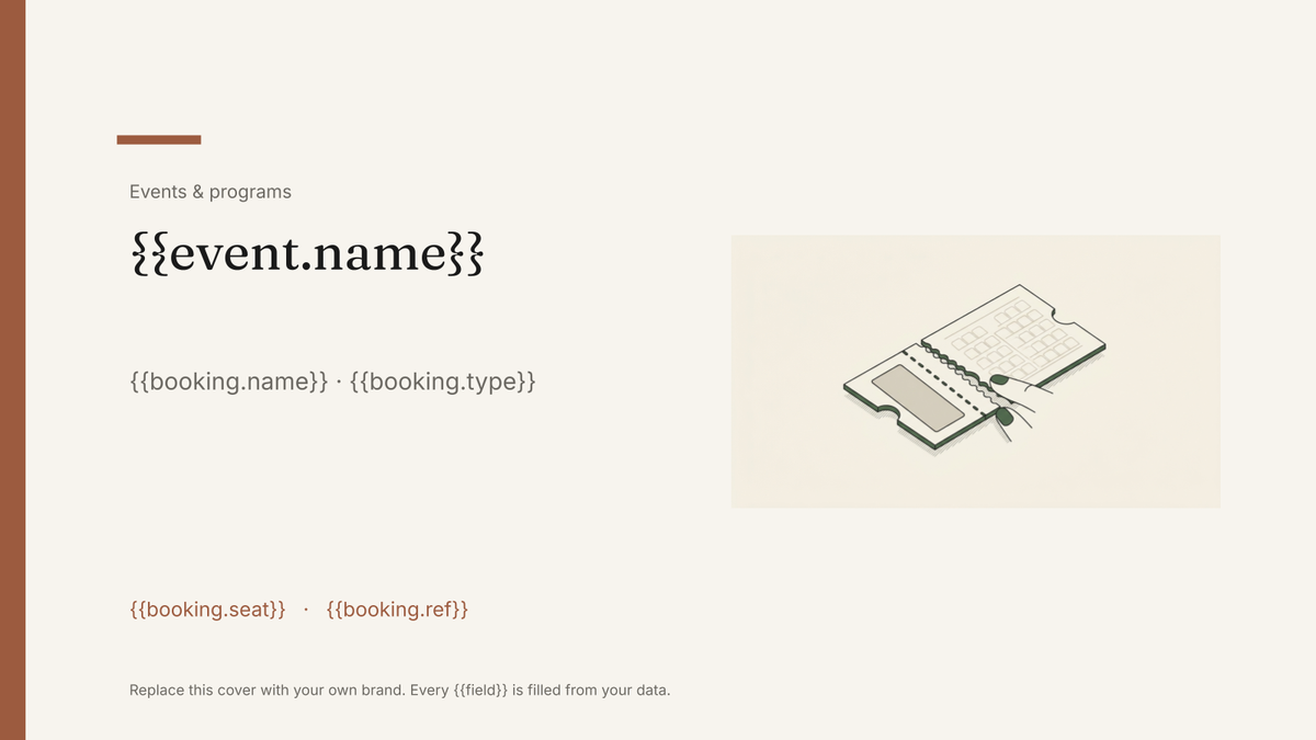 Event ticket template: the actual Google Slides template