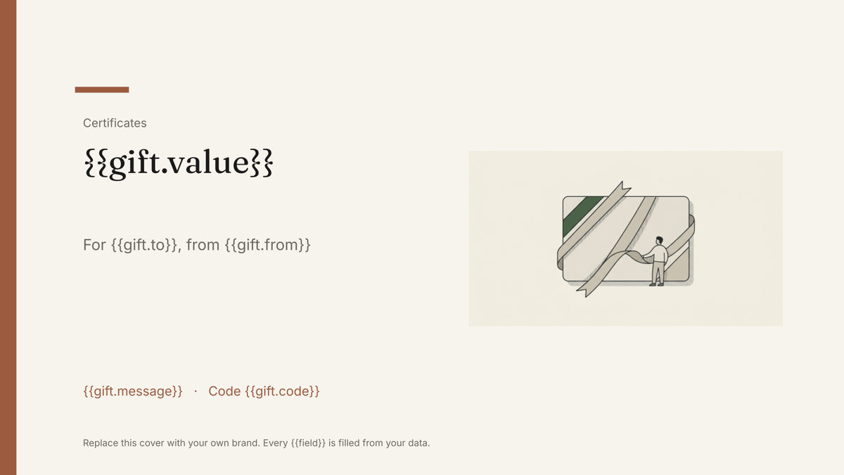 Gift certificate template: the actual Google Slides template