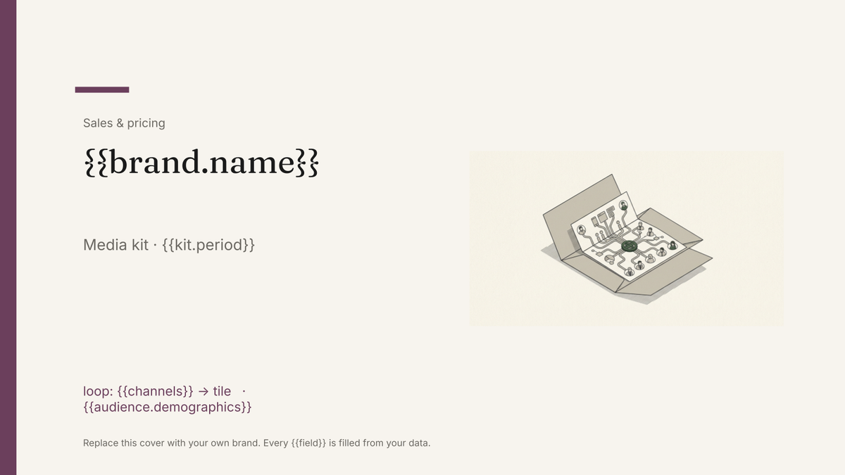 Media kit template: the actual Google Slides template