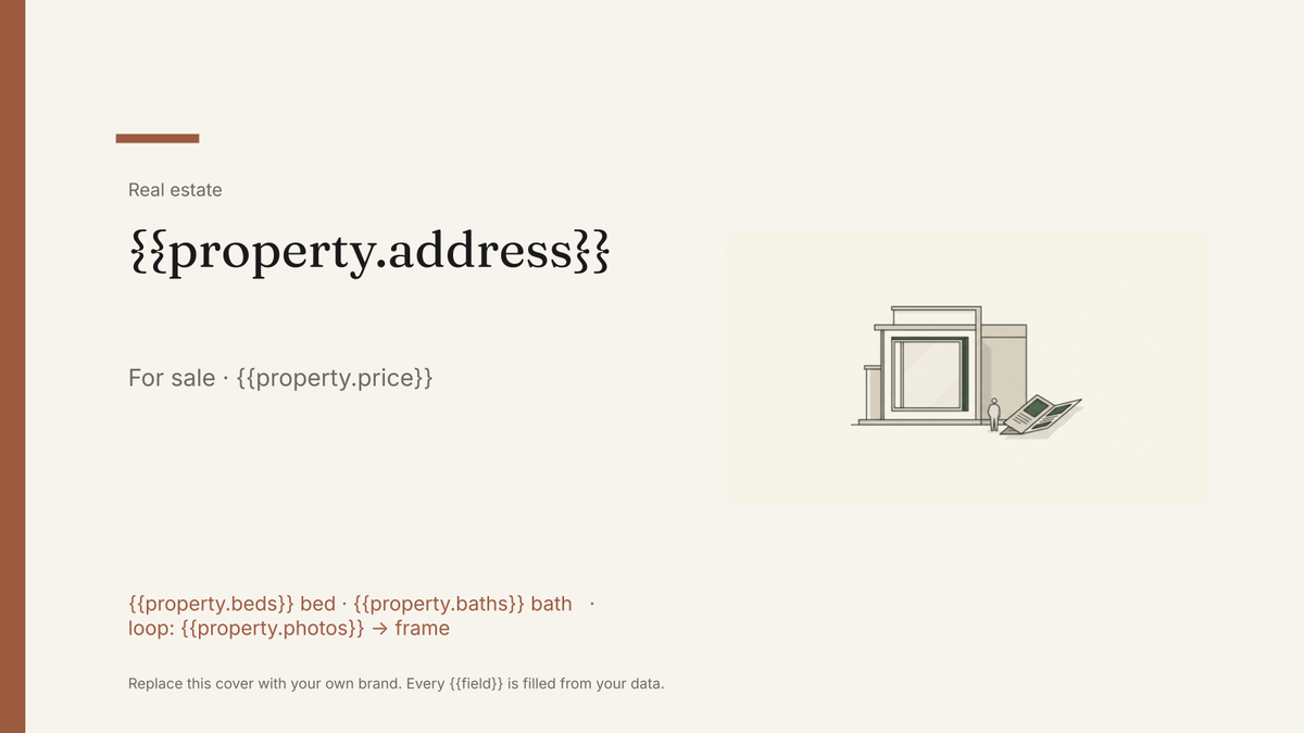 Real estate brochure template shown in Google Slides