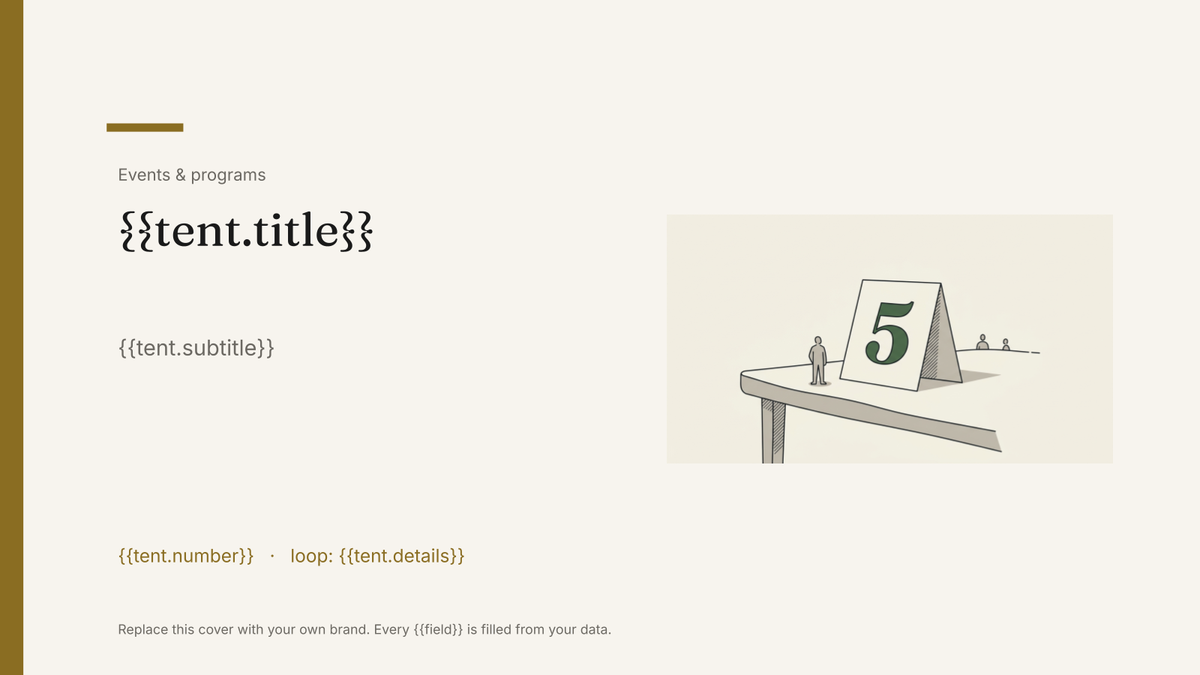 Table tent template: the actual Google Slides template